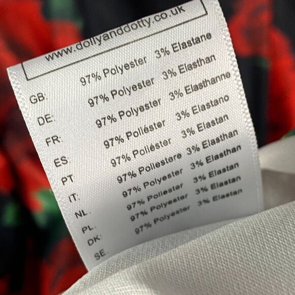 Dolly & Dotty Fit & Flare Midi Dress Size 6 Red Floral Half Sleeve Retro Pinup - Picture 8 of 11